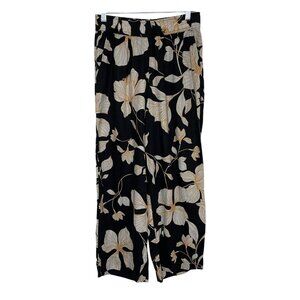 Cynthia Rowley Womens‎ Linen Floral Wide Leg Cropped Pants Size Small